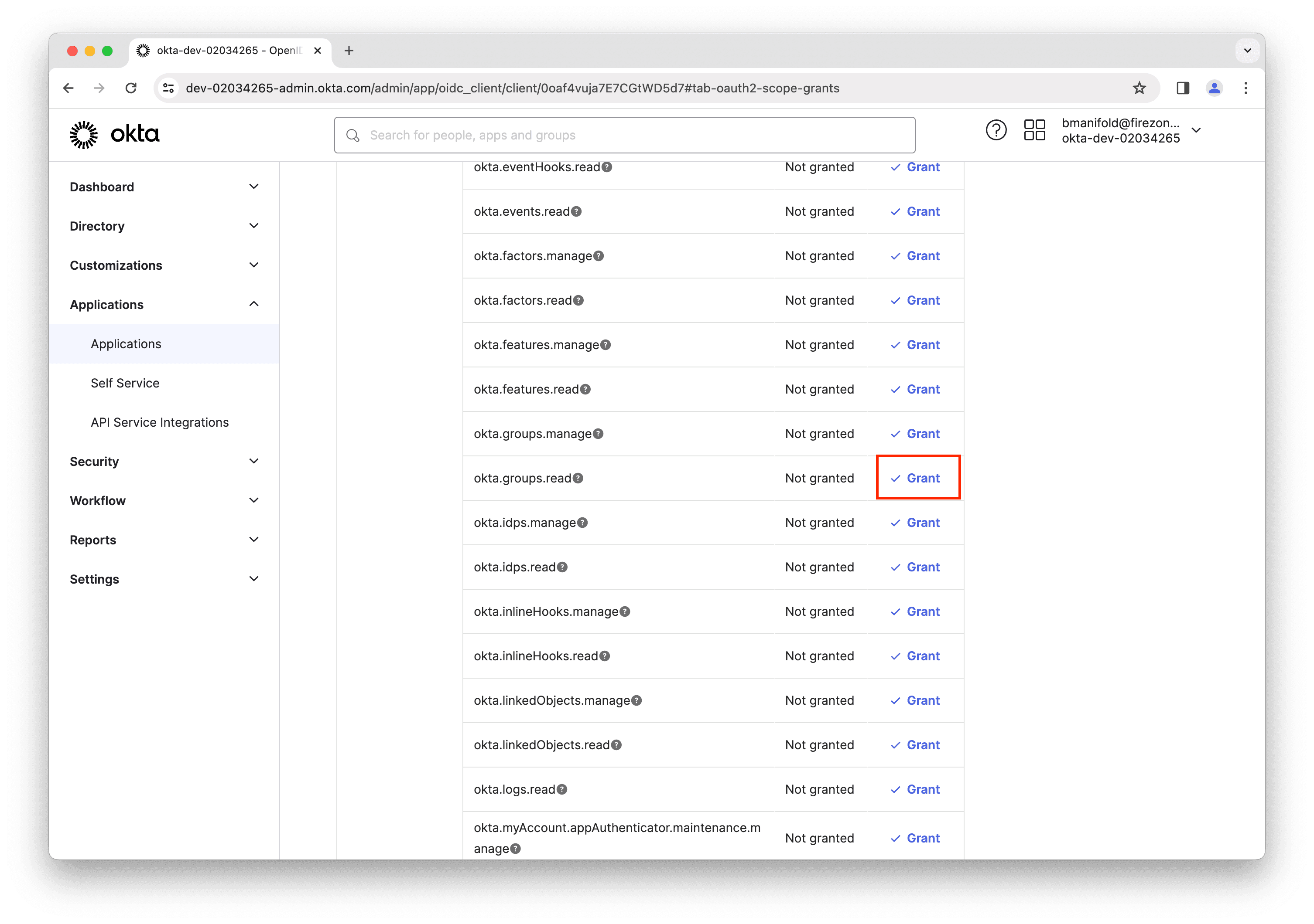 Grant groups read scope